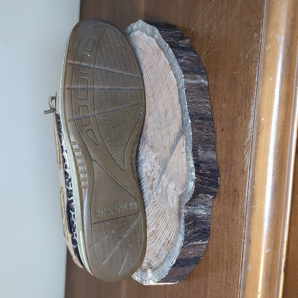 SPERRY TOP SIDER Tan Leather Sparkle Leopard Accents SZ 10 - Picture 8 of 10